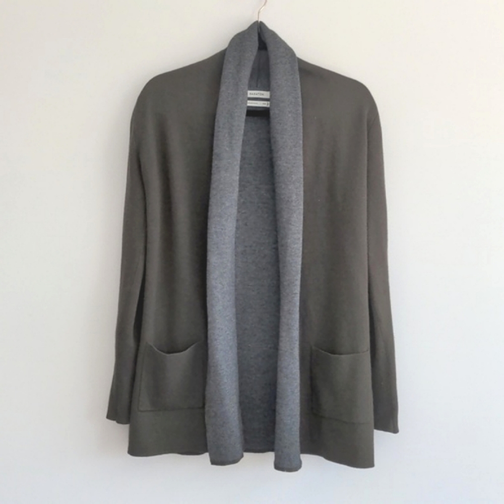 ARITZIA BABATON | Brennan Linen & Wool Long Open Cardigan, Green, Womens XXS
